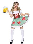 Oktoberfest waitress, costume dirndl dress, ruffle trim, hearts